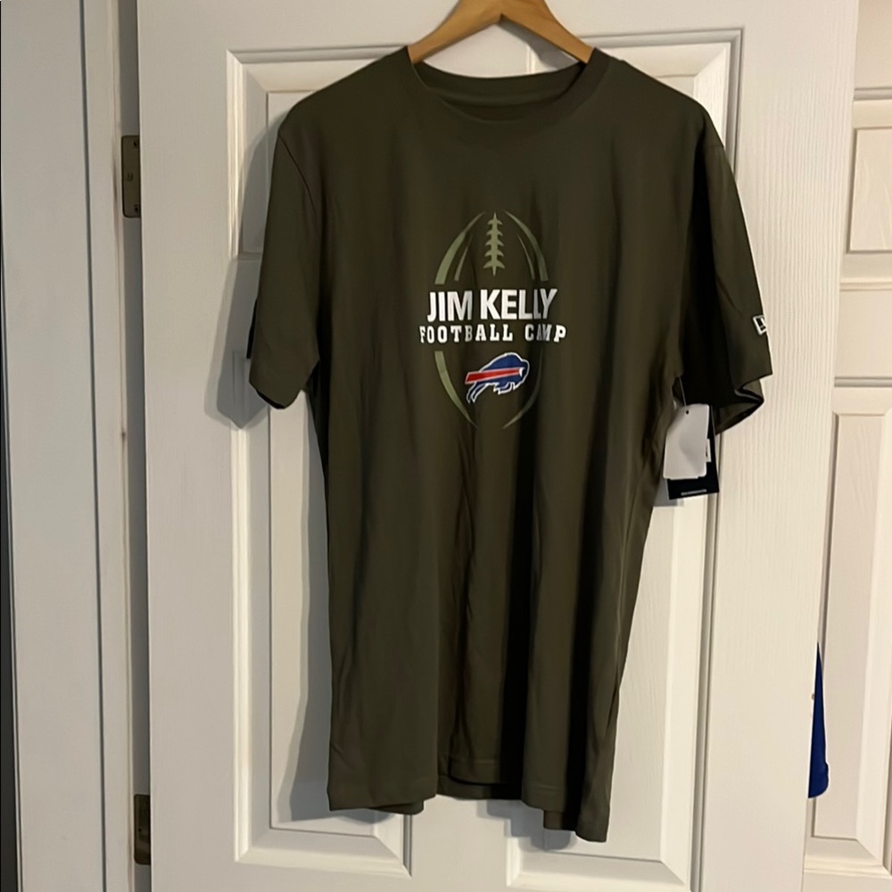Buffalo Bills Jim Kelly Football Camp Green T-Shirt Size L